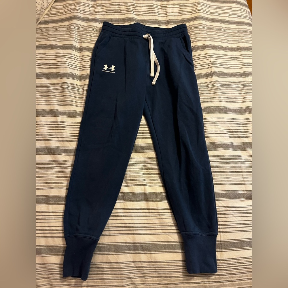 Under Armour Dark Blue Sweatpants with White Accents